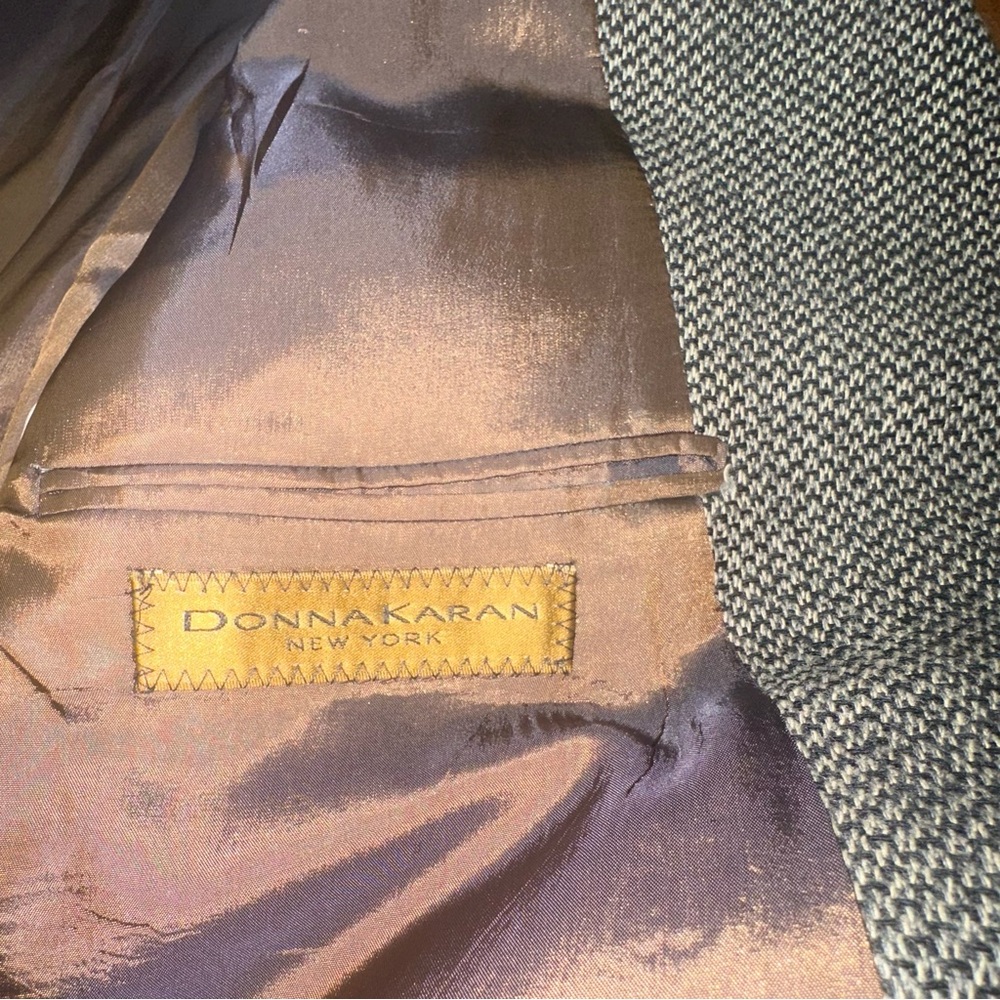 Vintage 80’s Donna Karan NY Blazer 42R Made in Italy Brown Wool Tweed Sport Coat - Picture 5 of 9